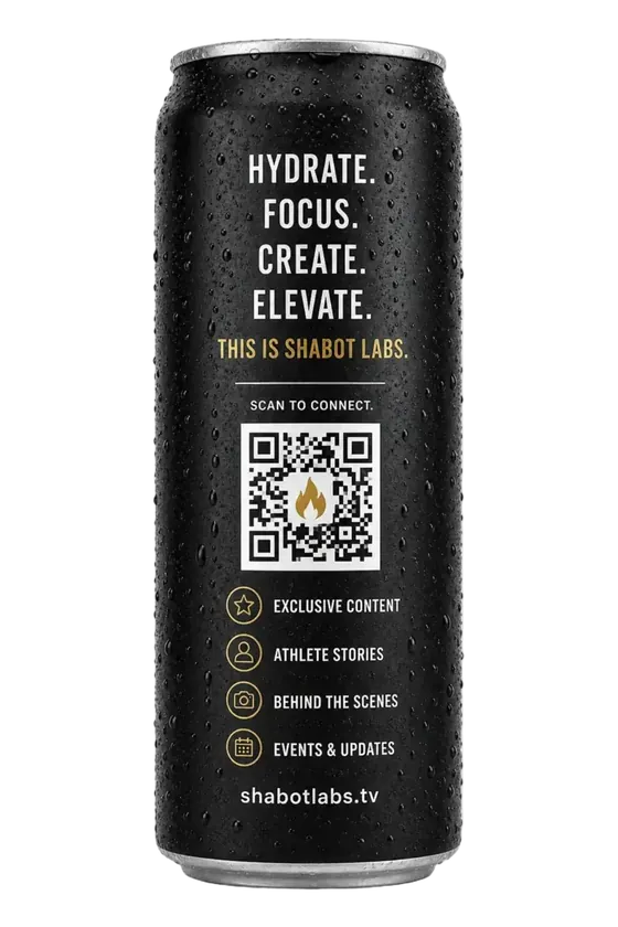 Shabot Labs branded can back with full QR layout