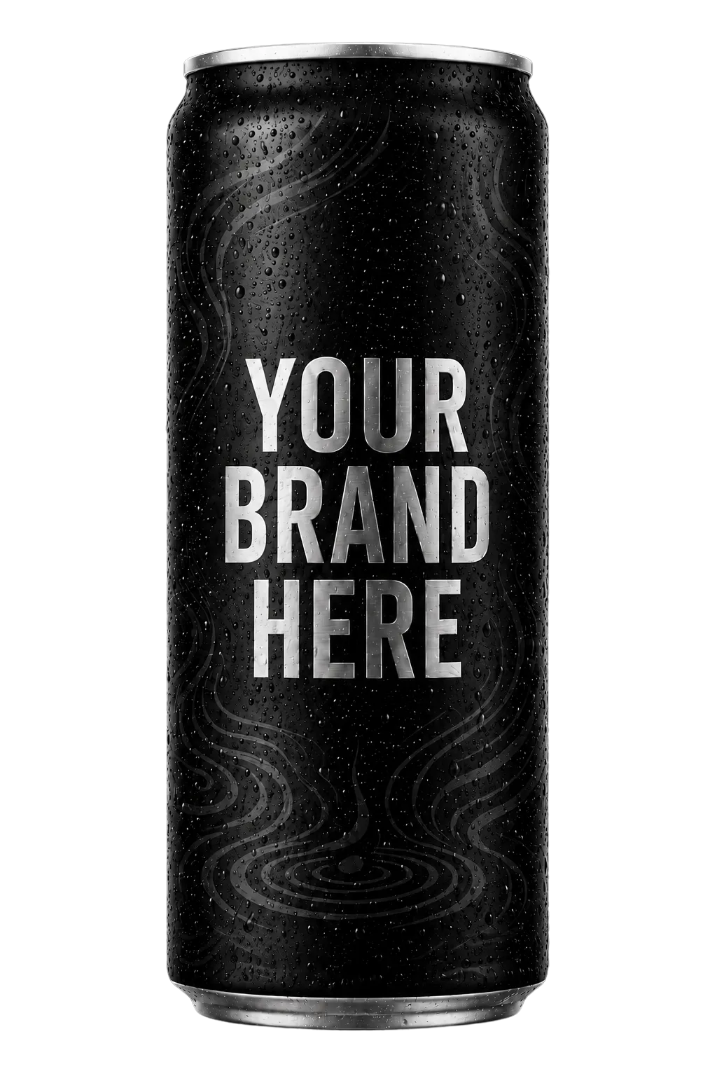 Black can with 'Your Brand Here' in silver